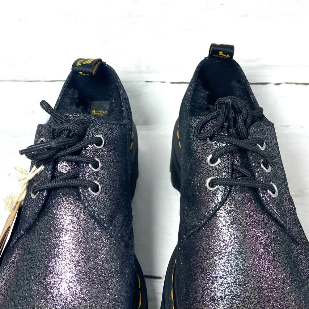 Dr Martens Shoes Women’s 10 Black 1461 Quad FL Platform Oxford‎ Glitter